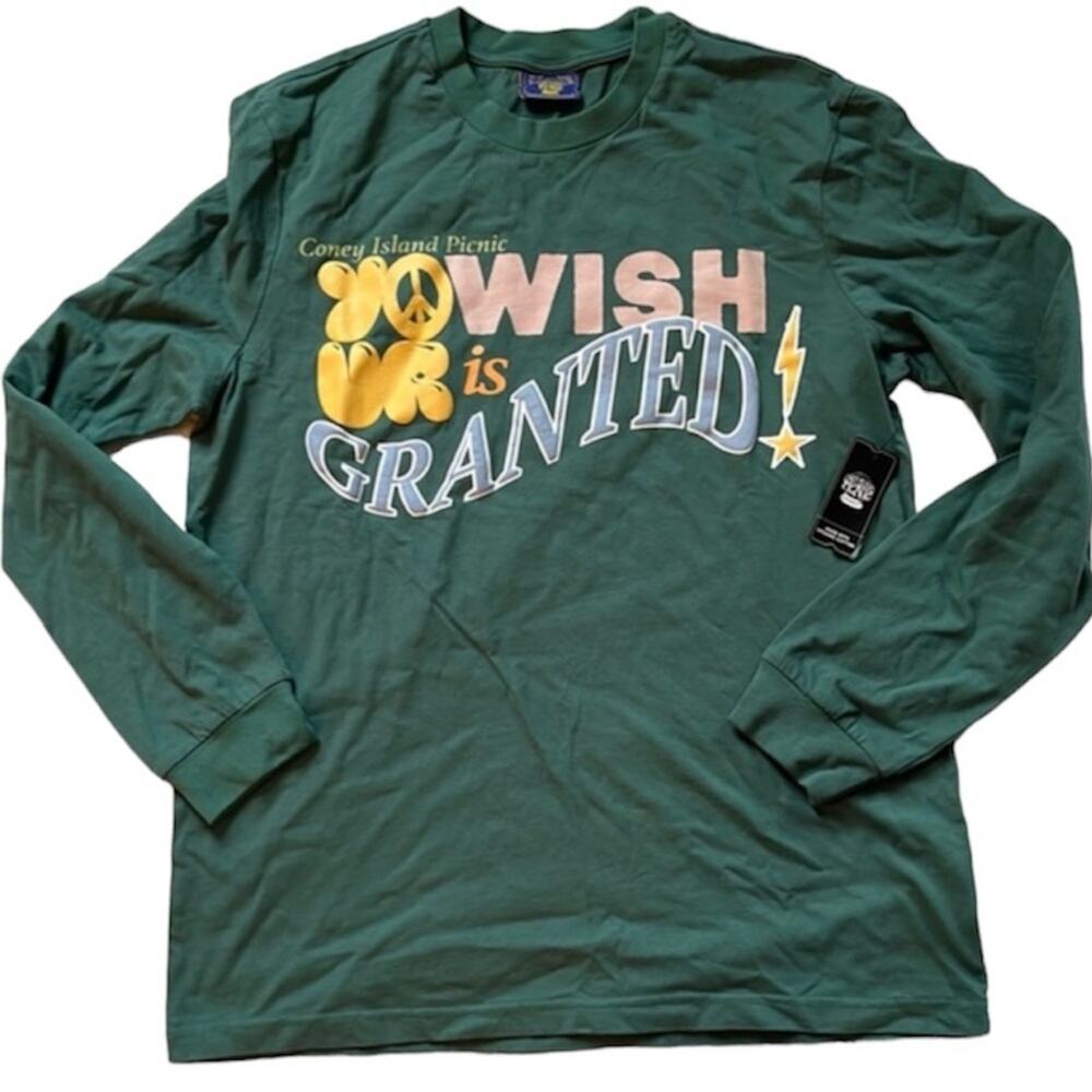 Cony Island Picnic Green Long Sleeve Your Wish Is Granted Unisex Tee Size large